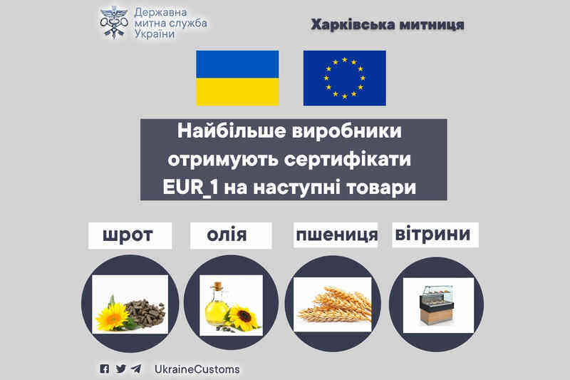 Товари, на які виробники отримують найбільше сертифікатів EUR_1