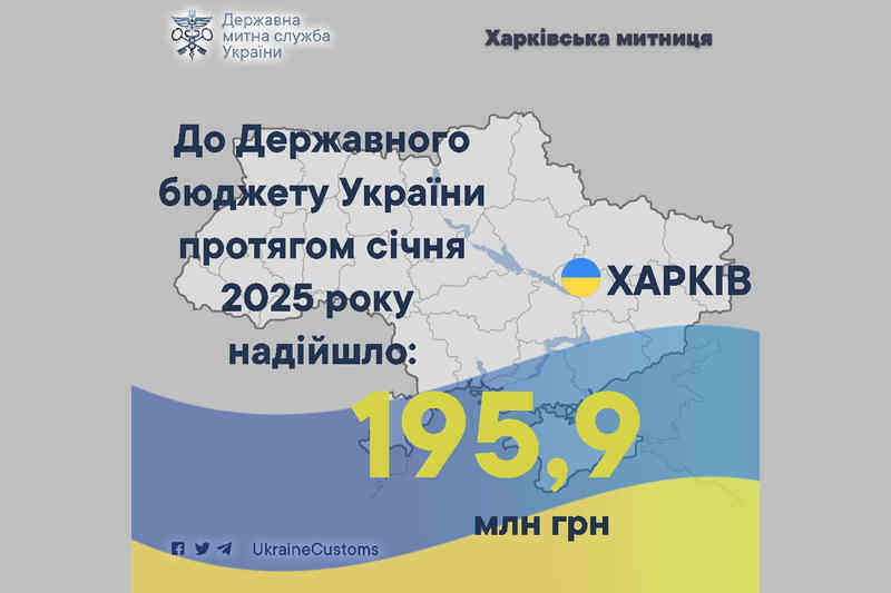 В Государственный бюджет Украины в течение января поступило 195,9 млн грн.