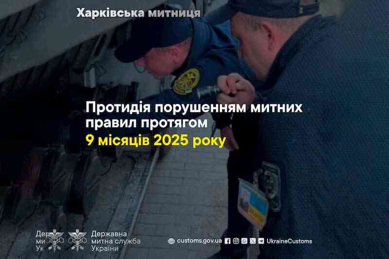 Протидія порушенням митних правил протягом 9 місяців 2025 року