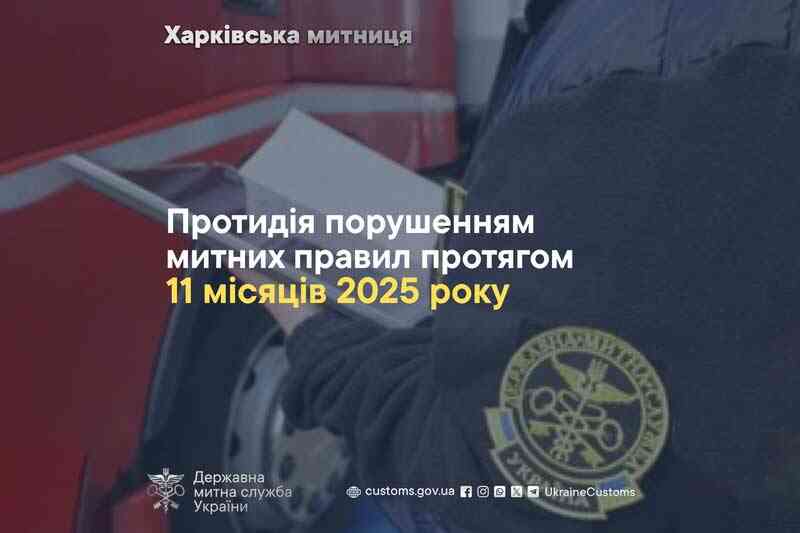 Протидія порушенням митних правил протягом 11 місяців 2025 року