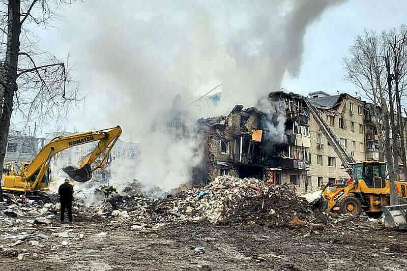 Разрушения от российского ракетного удара