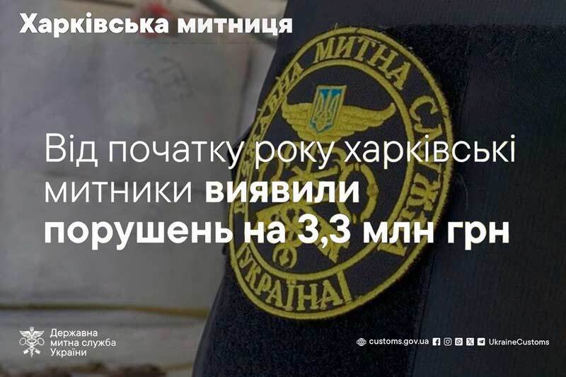 Від початку року харківські митники виявили порушень на 3,3 млн грн