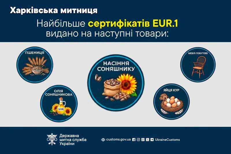 Больше всего сертификатов EUR.1 выдано на анступные товары.