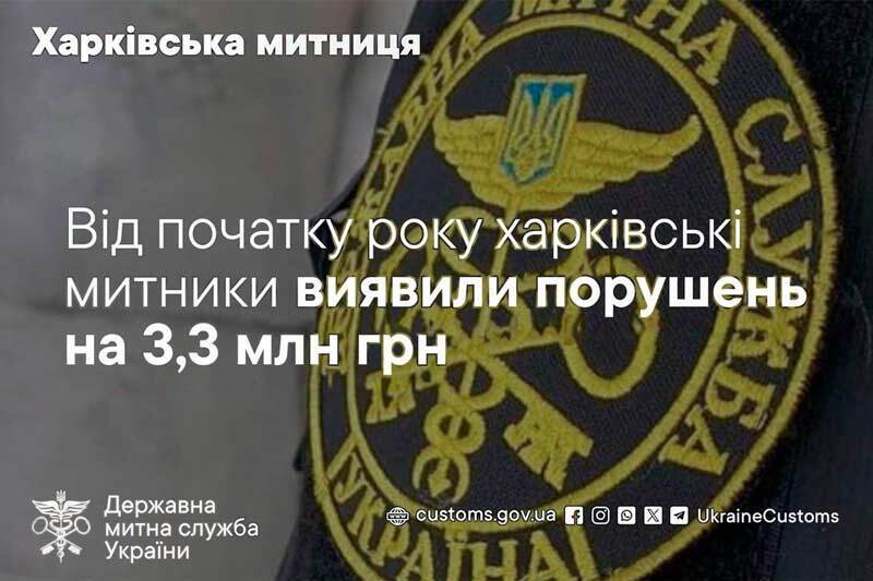 С начала года харьковские таможенники обнаружили нарушений на 3,3 млн грн