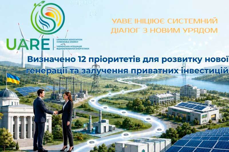 УАВЕ запропонувала Уряду 12 пріоритетів для розвитку нової генерації та залучення приватних інвестицій в енергетику